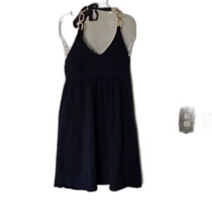 Victoria's Secret bra tops sleeveless navy dress with gold chains Sz Medium.
